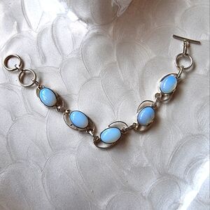 Vintage Blue Opalite Elegant Sterling Silver and Blue Women's Bracelet